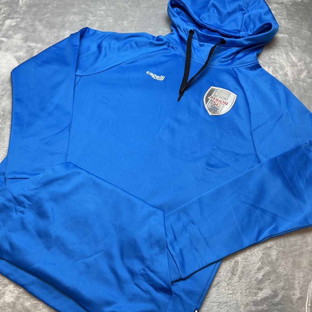Capelli Sport Mens Albion SC Hoodie S Blue Raglan Sleeve Silicon Valley Soccer